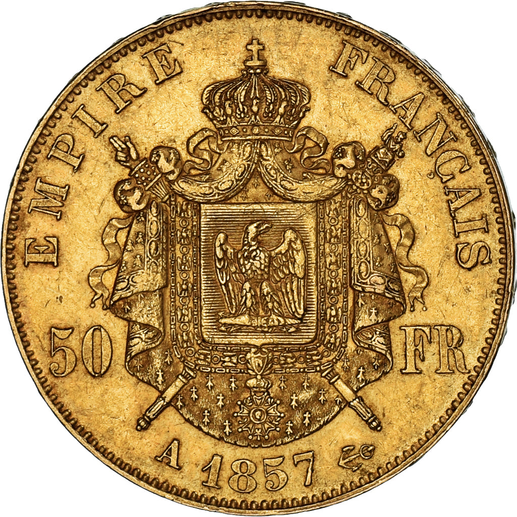 France, Napoleon III, Napoléon III, 50 Francs, 1857, Paris, AU(50-53), Gold,...