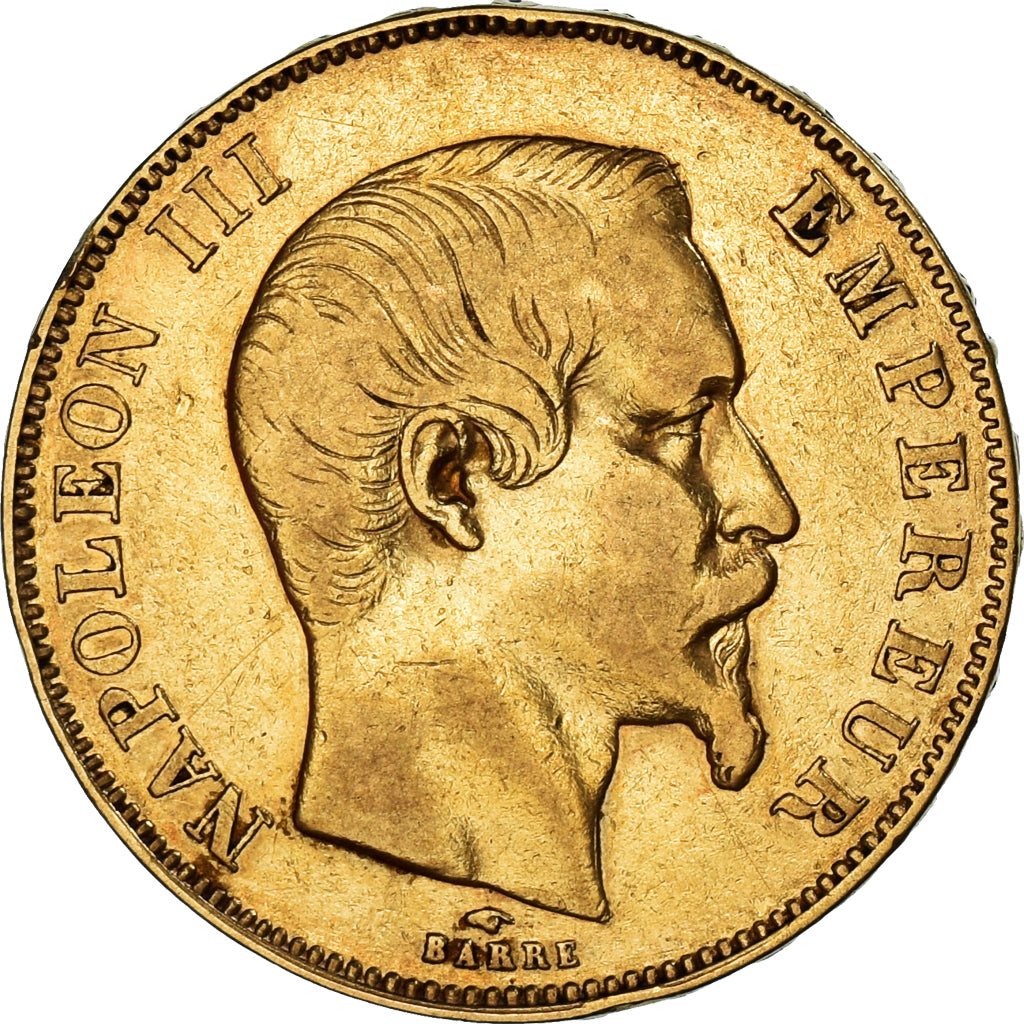 France, Napoleon III, 50 Francs, 1858, Strasbourg, VF(30-35),KM785.2,Gadoury1111