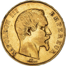 France, Napoleon III, 50 Francs, 1858, Strasbourg, VF(30-35),KM785.2,Gadoury1111