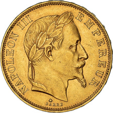 Coin, France, Napoleon III, 50 Francs, 1862, Paris, AU(50-53), Gold, KM:804.1
