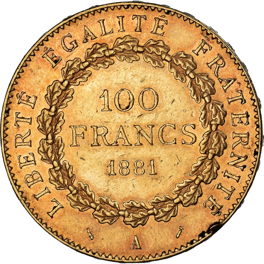 Moneta, Francia, Génie, 100 Francs, 1881, Paris, BB+, Oro, KM:832, Gadoury:1137
