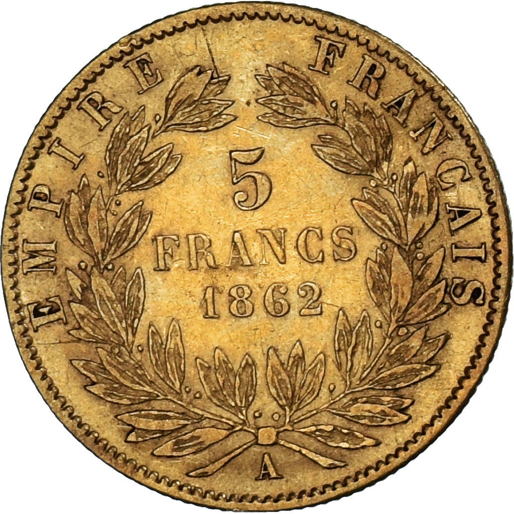 Moneta, Francja, Napoleon III, 5 Francs, 1862, Paris, VF(30-35), Złoto