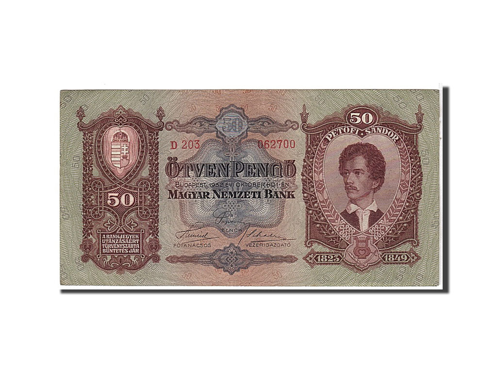 Hungary, 50 Pengö, 1932, KM #99, AU(50-53), D203062700