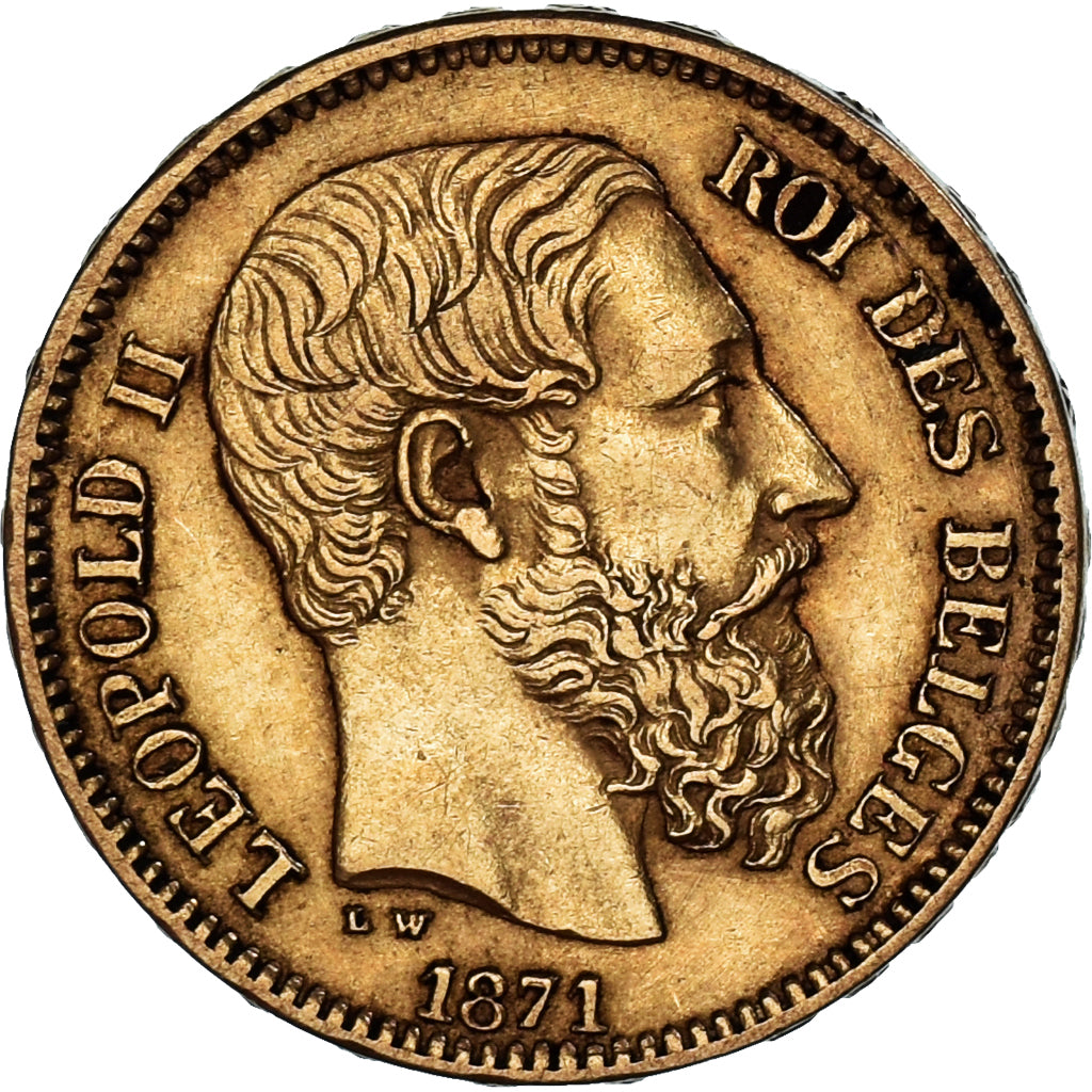 Moneta, Belgio, 20 Francs, 1871, SPL-, Oro, KM:37