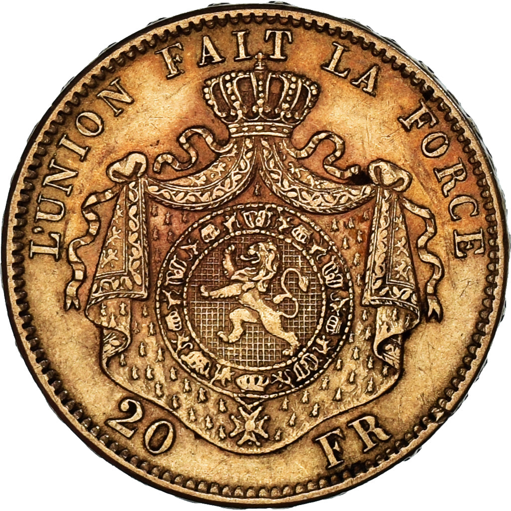 Moneta, Belgio, 20 Francs, 1871, SPL-, Oro, KM:37