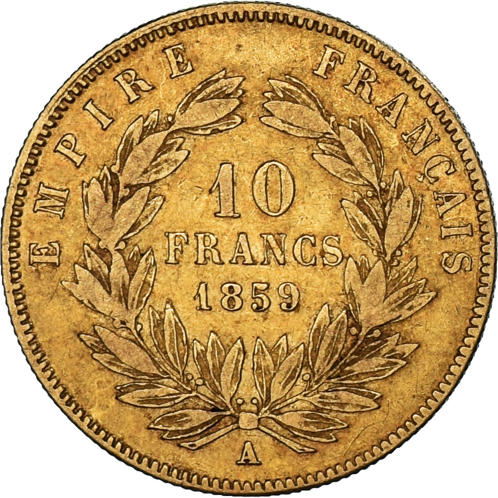 Coin, France, Napoleon III, 10 Francs, 1859, Paris, EF(40-45), Gold, KM:784.3