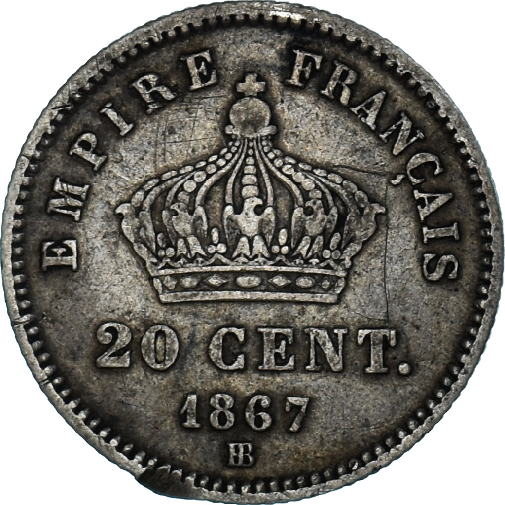 Coin, France, Napoleon III, Napoléon III, 20 Centimes, 1867, Strasbourg