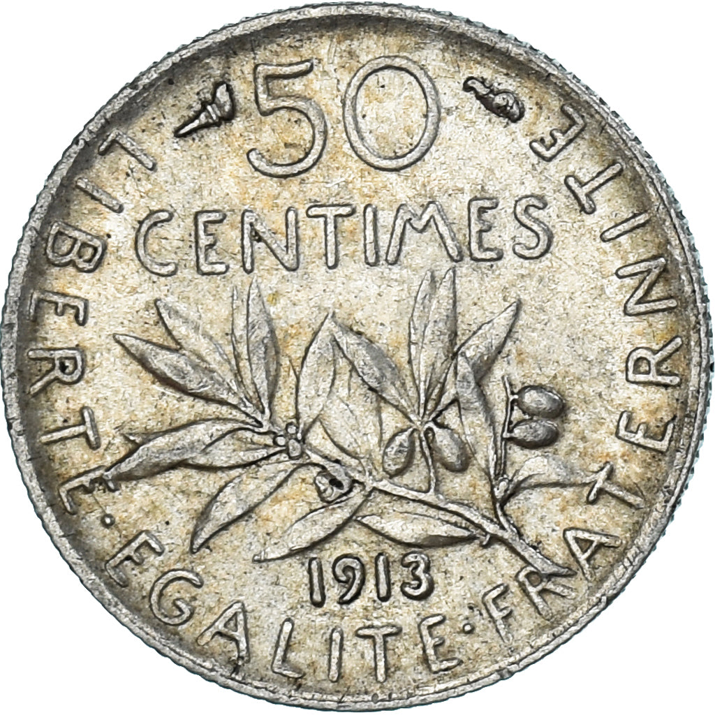 Munten, Frankrijk, Semeuse, 50 Centimes, 1913, Paris, ZF, Zilver, KM:854