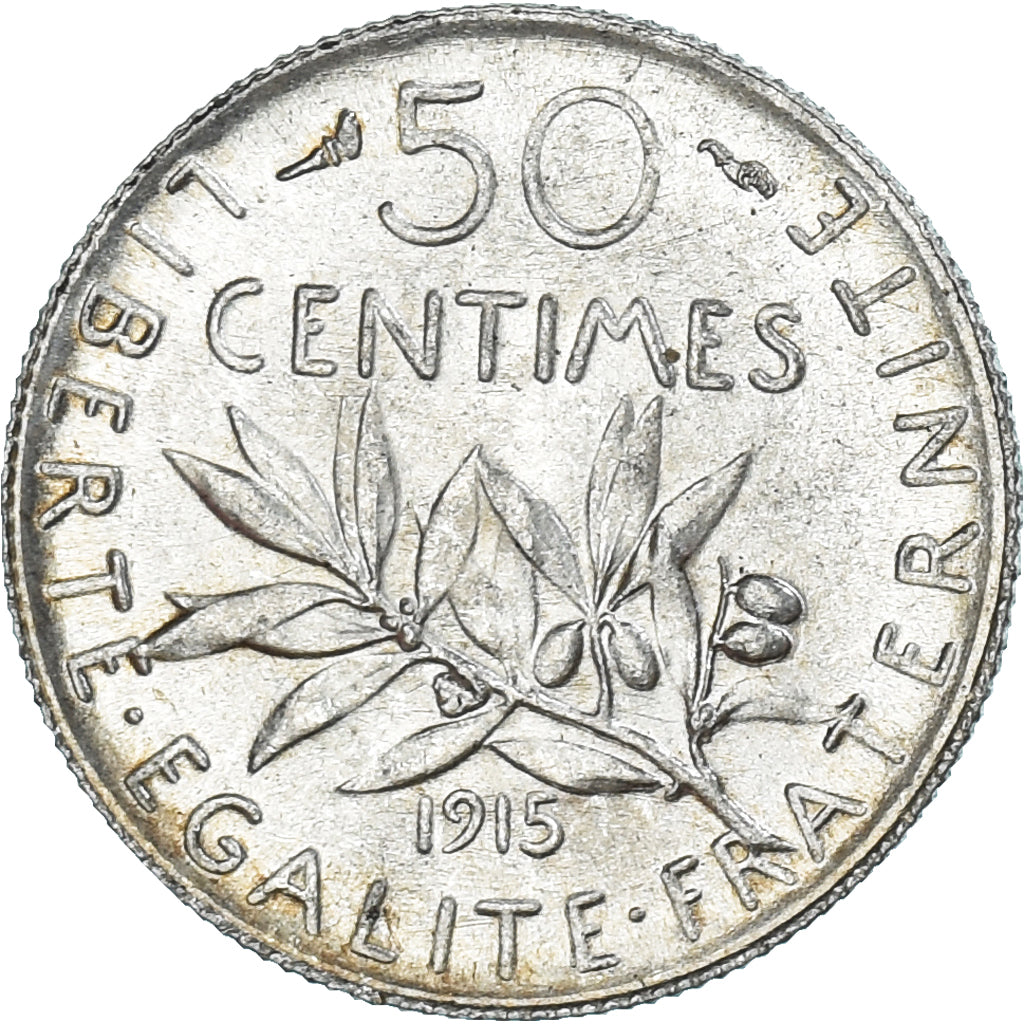 Munten, Frankrijk, Semeuse, 50 Centimes, 1915, Paris, PR+, Zilver, KM:854