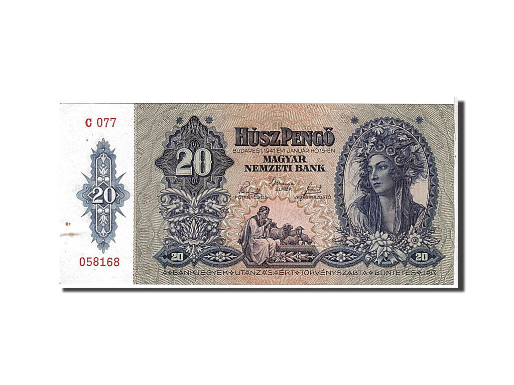 Billete, 20 Pengö, 1941, Hungría, MBC+