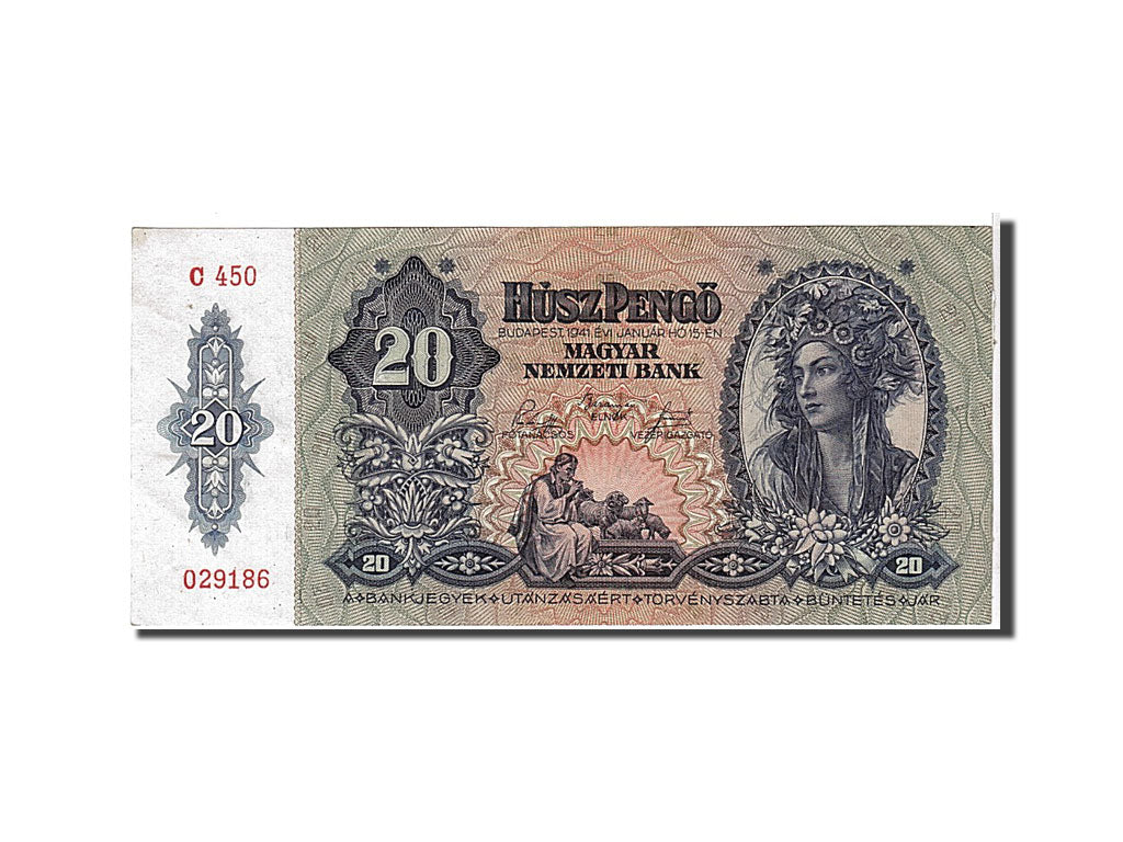 Banknote, Hungary, 20 Pengö, 1941, KM:109, AU(55-58)