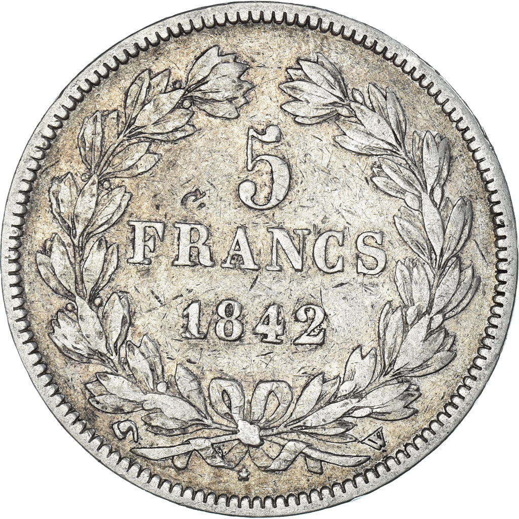 Moneta, Francia, Louis-Philippe, 5 Francs, 1842, Lille, MB+, Argento, KM:749.13