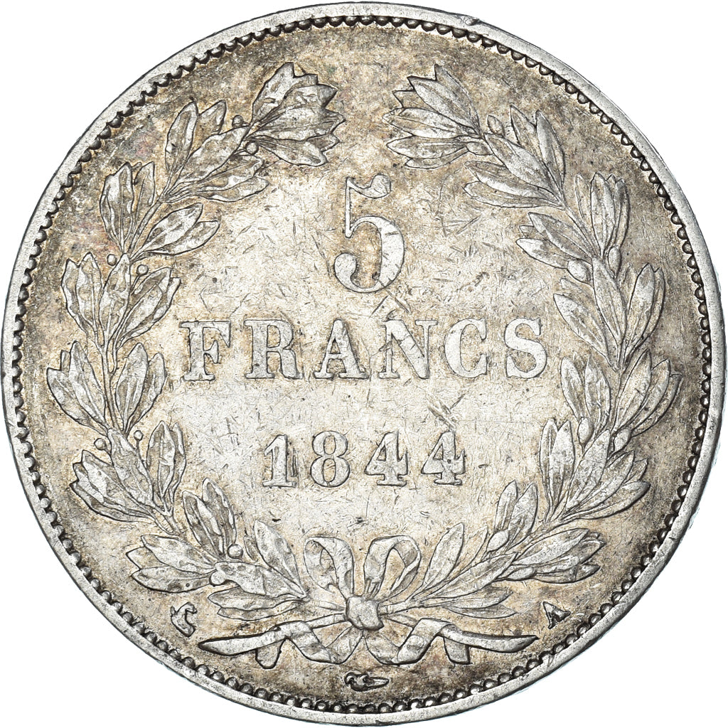 Moneta, Francia, Louis-Philippe, 5 Francs, 1844, Paris, BB, Argento, KM:749.1