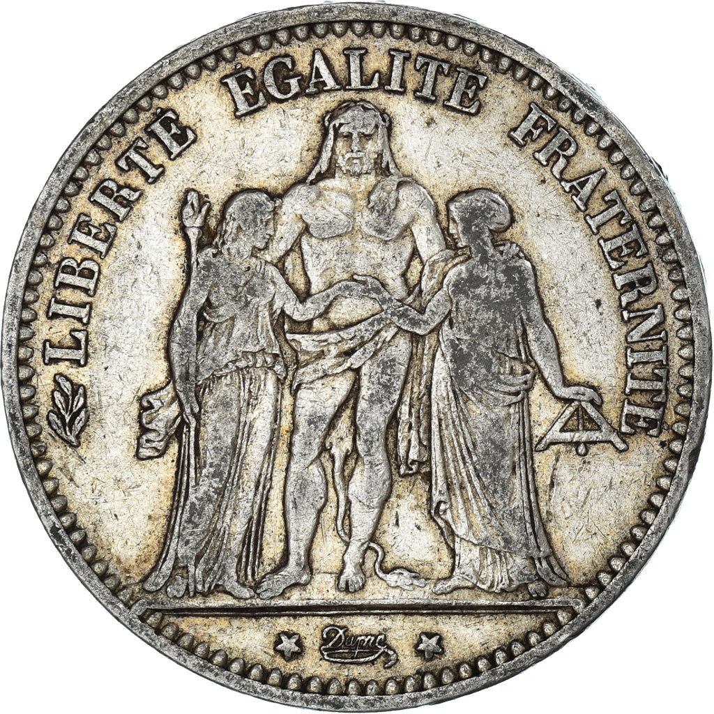 Moeda, França, Hercule, 5 Francs, 1874, Bordeaux, VF(30-35), Prata, KM:820.2