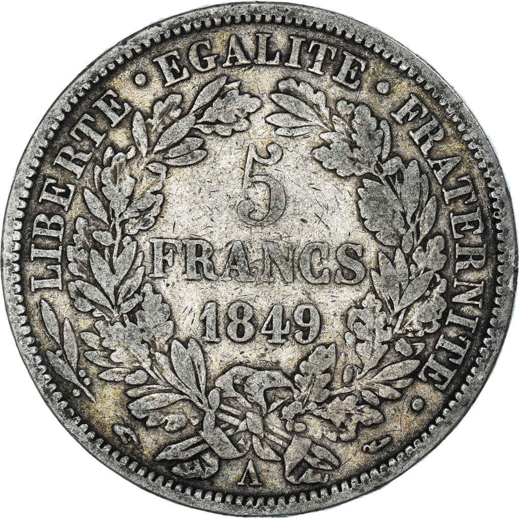 Coin, France, Cérès, 5 Francs, 1849, Paris, VF(30-35), Silver, KM:761.1