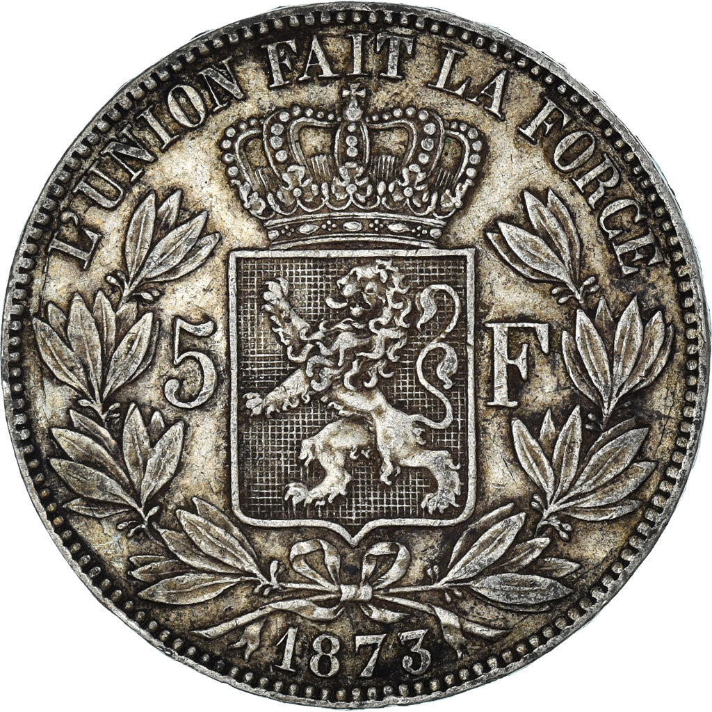 Münze, Belgien, Leopold II, 5 Francs, 5 Frank, 1873, S+, Silber, KM:24