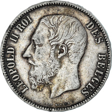 Coin, Belgium, Leopold II, 5 Francs, 5 Frank, 1873, VF(30-35), Silver, KM:24