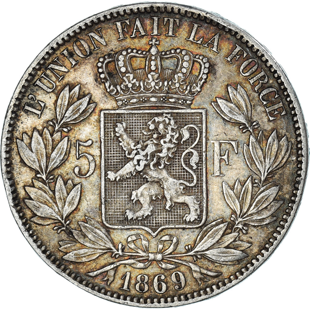 Coin, Belgium, Leopold II, 5 Francs, 5 Frank, 1869, EF(40-45), Silver, KM:24