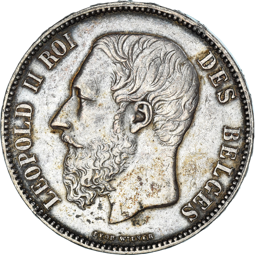 Coin, Belgium, Leopold II, 5 Francs, 5 Frank, 1867, EF(40-45), Silver