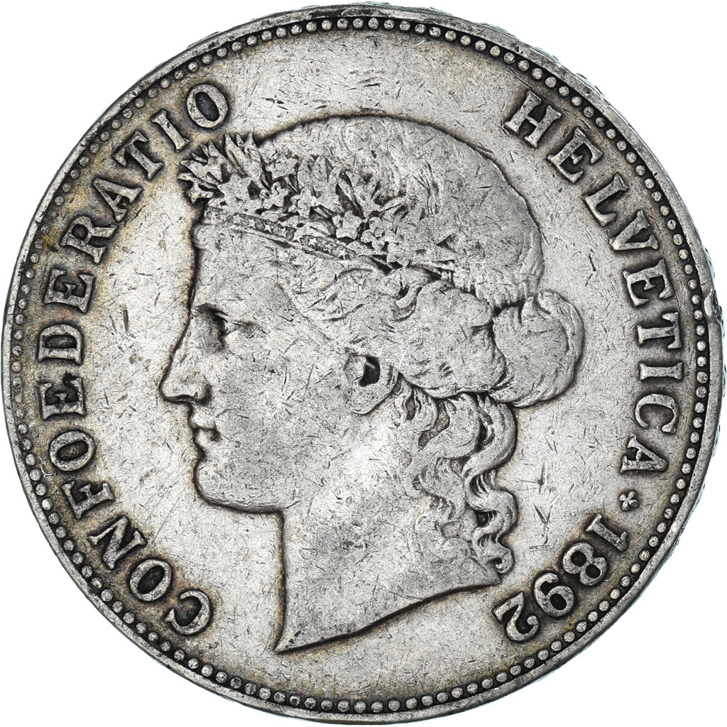 Monnaie, Suisse, 5 Francs, 1892, Bern, TB+, Argent, KM:34