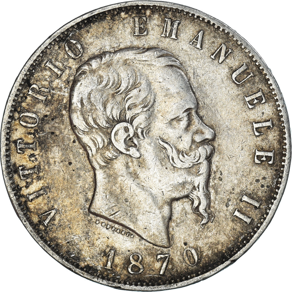 Monnaie, Italie, Vittorio Emanuele II, 5 Lire, 1870, Milan, TTB, Argent, KM:8.3