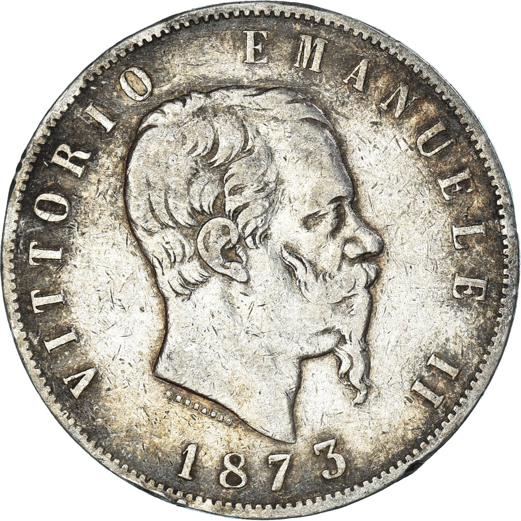 Moneta, Italia, Vittorio Emanuele II, 5 Lire, 1873, Milan, MB+, Argento, KM:8.3