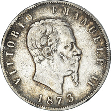 Moneta, Italia, Vittorio Emanuele II, 5 Lire, 1873, Milan, MB+, Argento, KM:8.3