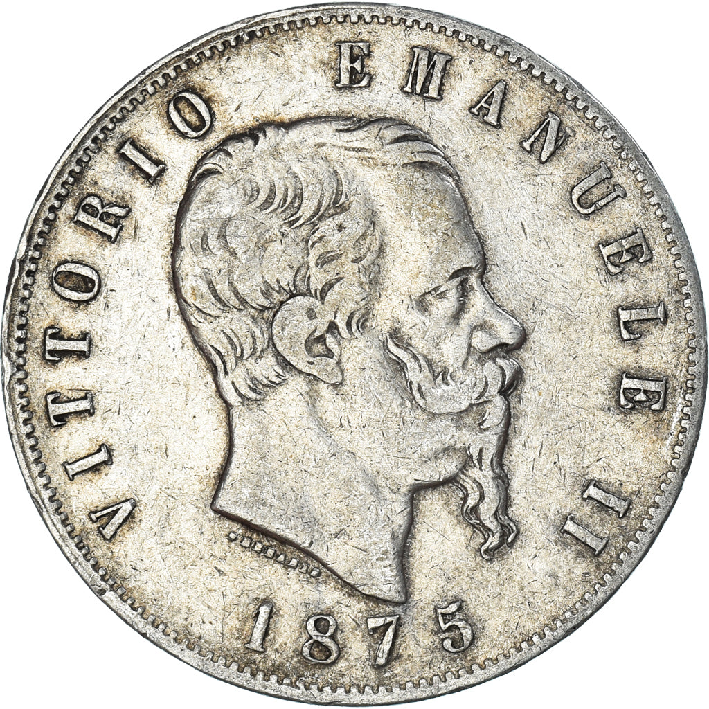 Moneta, Italia, Vittorio Emanuele II, 5 Lire, 1875, Milan, MB+, Argento, KM:8.3