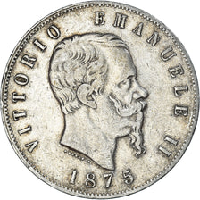 Moneta, Italia, Vittorio Emanuele II, 5 Lire, 1875, Milan, MB+, Argento, KM:8.3