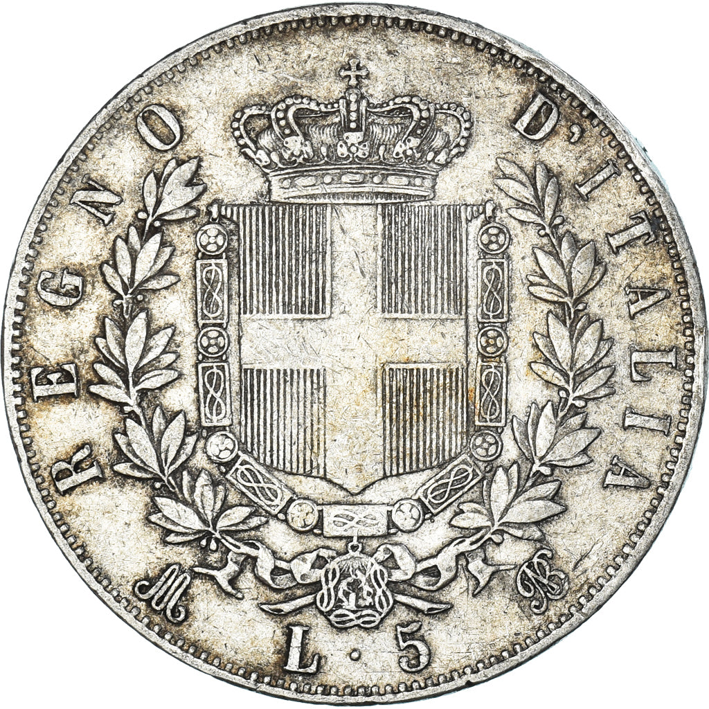 Moneta, Italia, Vittorio Emanuele II, 5 Lire, 1875, Milan, MB+, Argento, KM:8.3