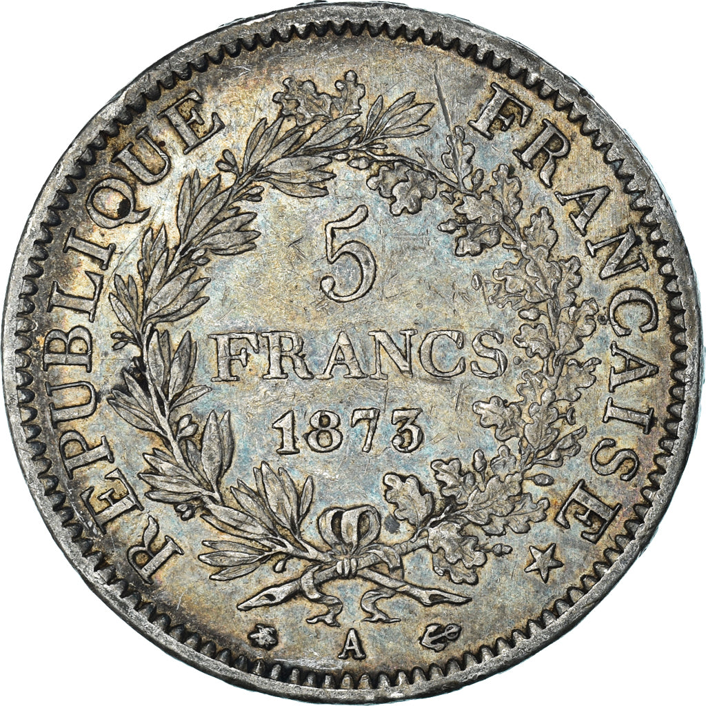 Moeda, França, Hercule, 5 Francs, 1873, Paris, AU(50-53), Prata, KM:820.1