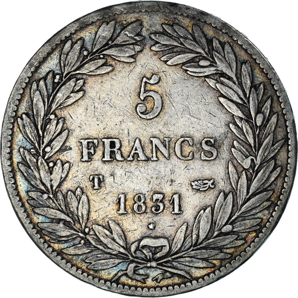 Moneda, Francia, Louis-Philippe, 5 Francs, 1831, Nantes, BC+, Plata, KM:735.12