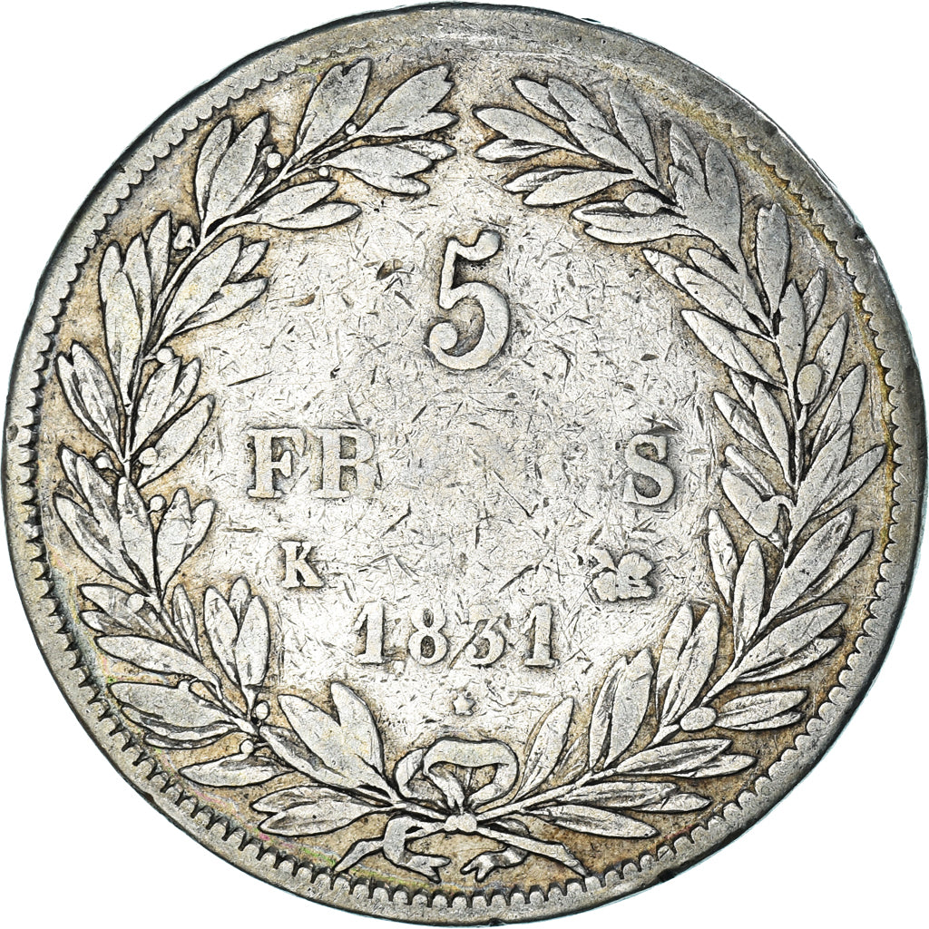 Monnaie, France, Louis-Philippe, 5 Francs, 1831, Bordeaux, TB+, Argent