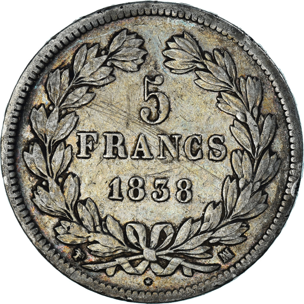 France, Louis-Philippe, 5 Francs, 1838, Marseille, VF(30-35), Silver, KM:749.10