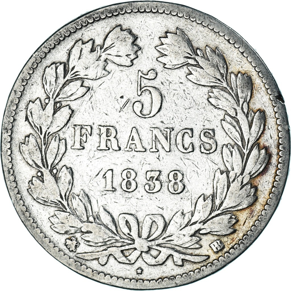 Coin, France, Louis-Philippe, 5 Francs, 1838, Rouen, VF(30-35), Silver