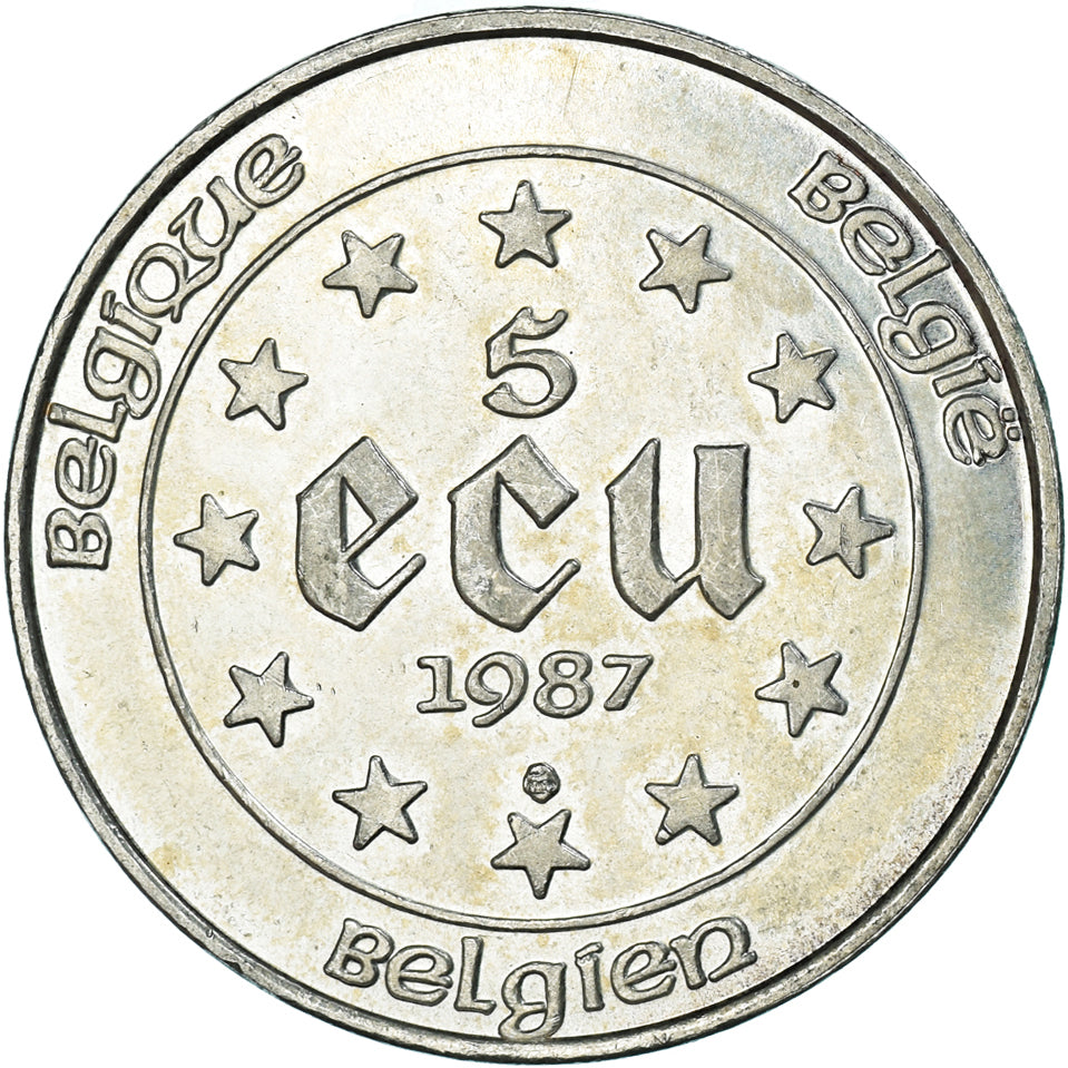 Monnaie, Belgique, 5 Ecu, 1987, SPL, Argent, KM:166