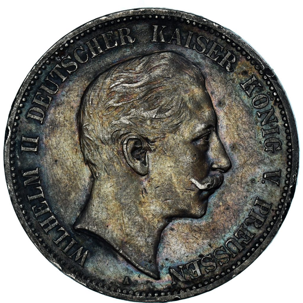 Coin, German States, PRUSSIA, Wilhelm II, 5 Mark, 1907, Berlin, AU(50-53)