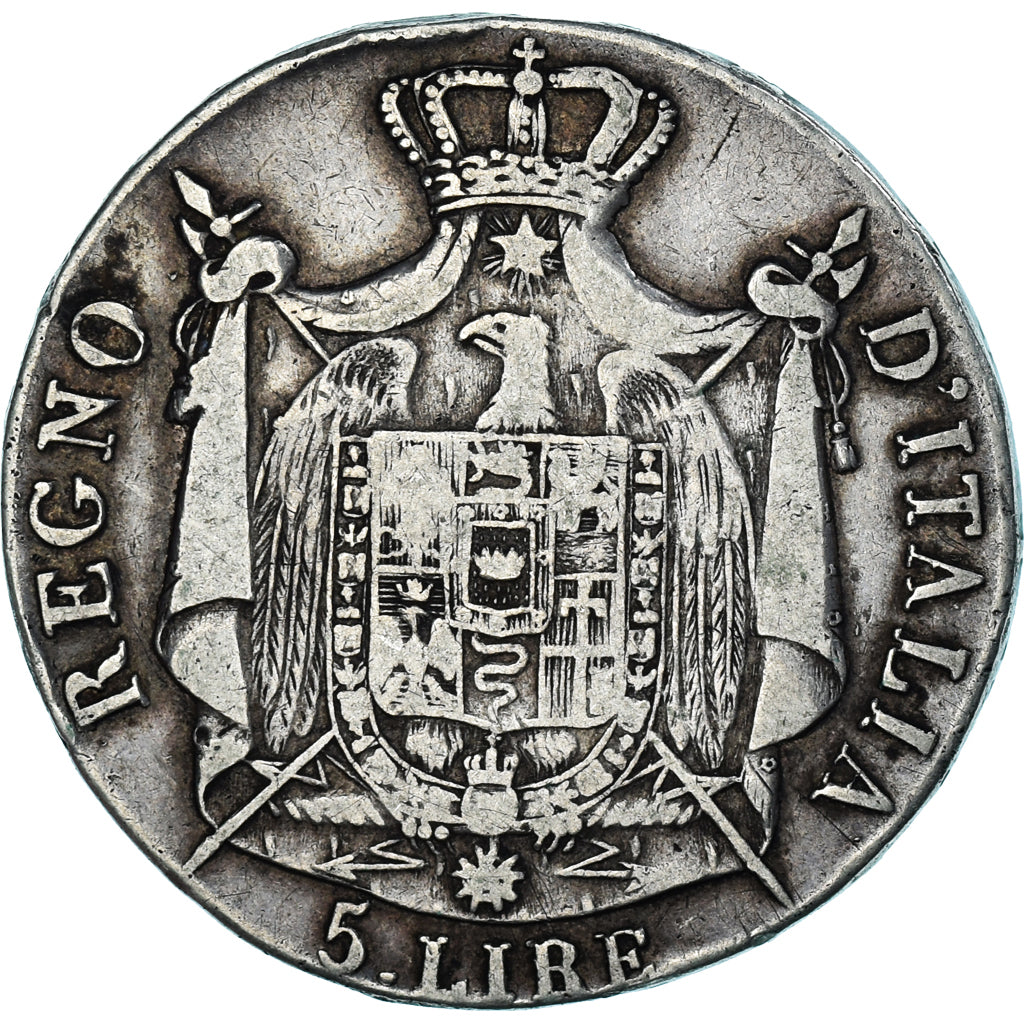 Moeda, ESTADOS ITALIANOS, KINGDOM OF NAPOLEON, Napoleon I, 5 Lire, 1810