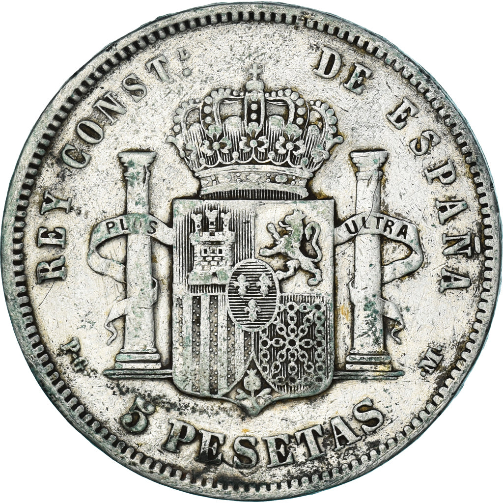 España, Alfonso XIII, 5 Pesetas, 1892, Madrid, BC+, Plata, KM:700