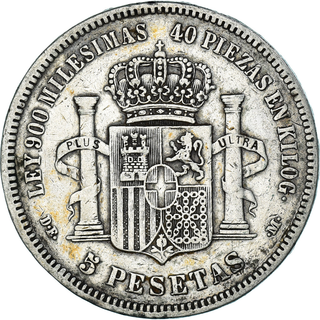 Espagne, Amadeao I, 5 Pesetas, 1871, Madrid, TB+, Argent, KM:666