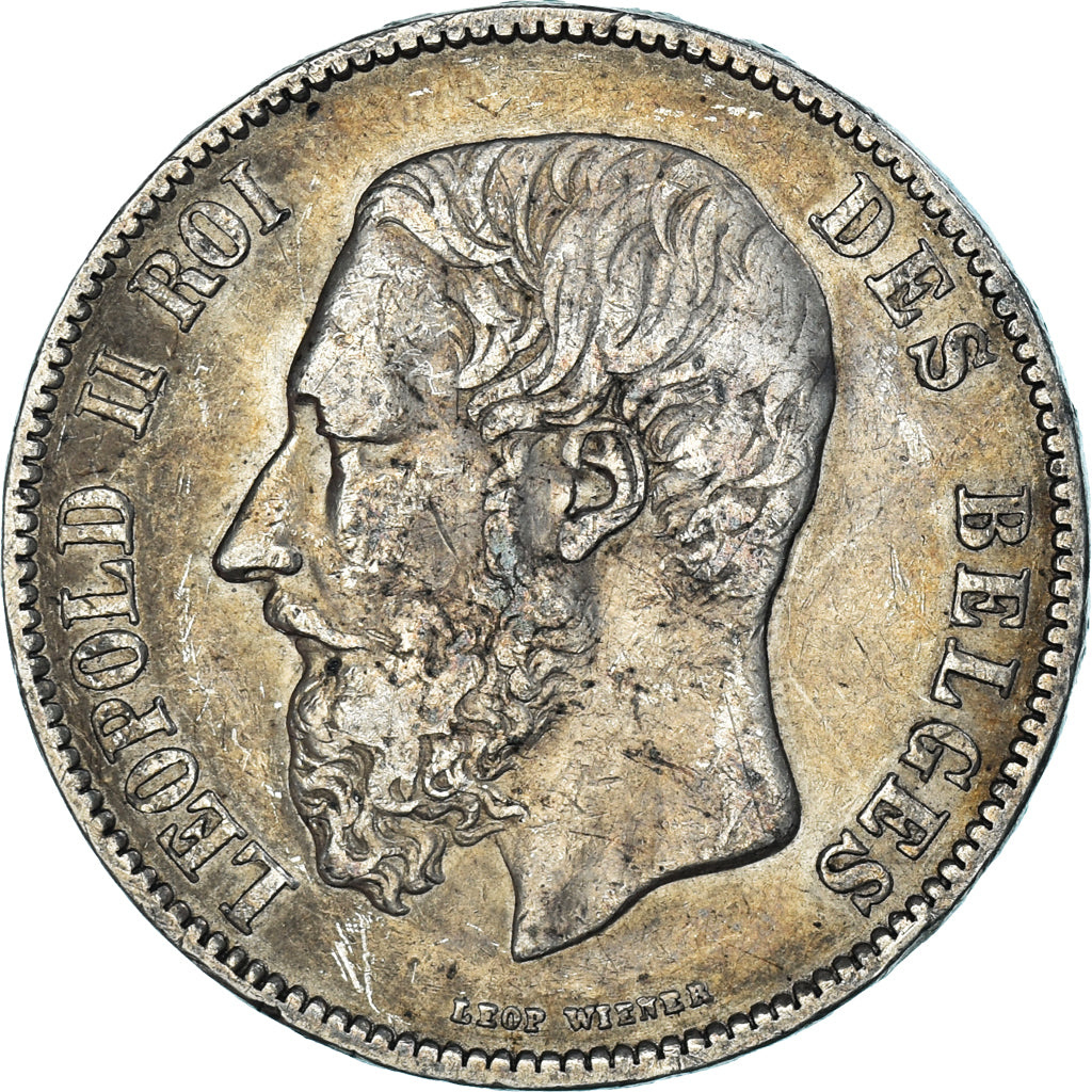 Moneta, Belgio, Leopold II, 5 Francs, 5 Frank, 1870, MB+, Argento, KM:24
