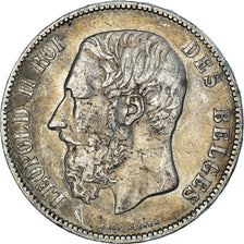 Moneta, Belgio, Leopold II, 5 Francs, 5 Frank, 1870, MB+, Argento, KM:24