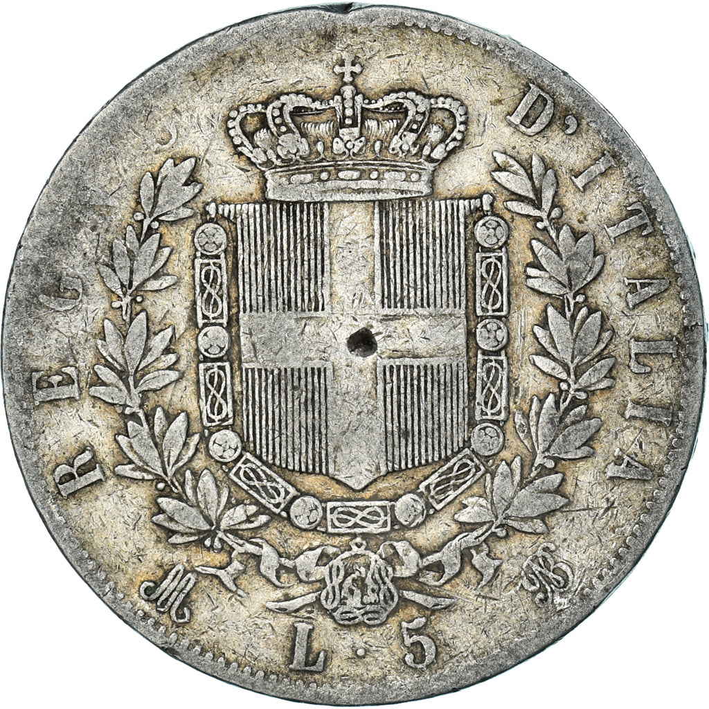 Italien, Vittorio Emanuele II, 5 Lire, 1874, Milan, VF(30-35), Silver, KM:8.3