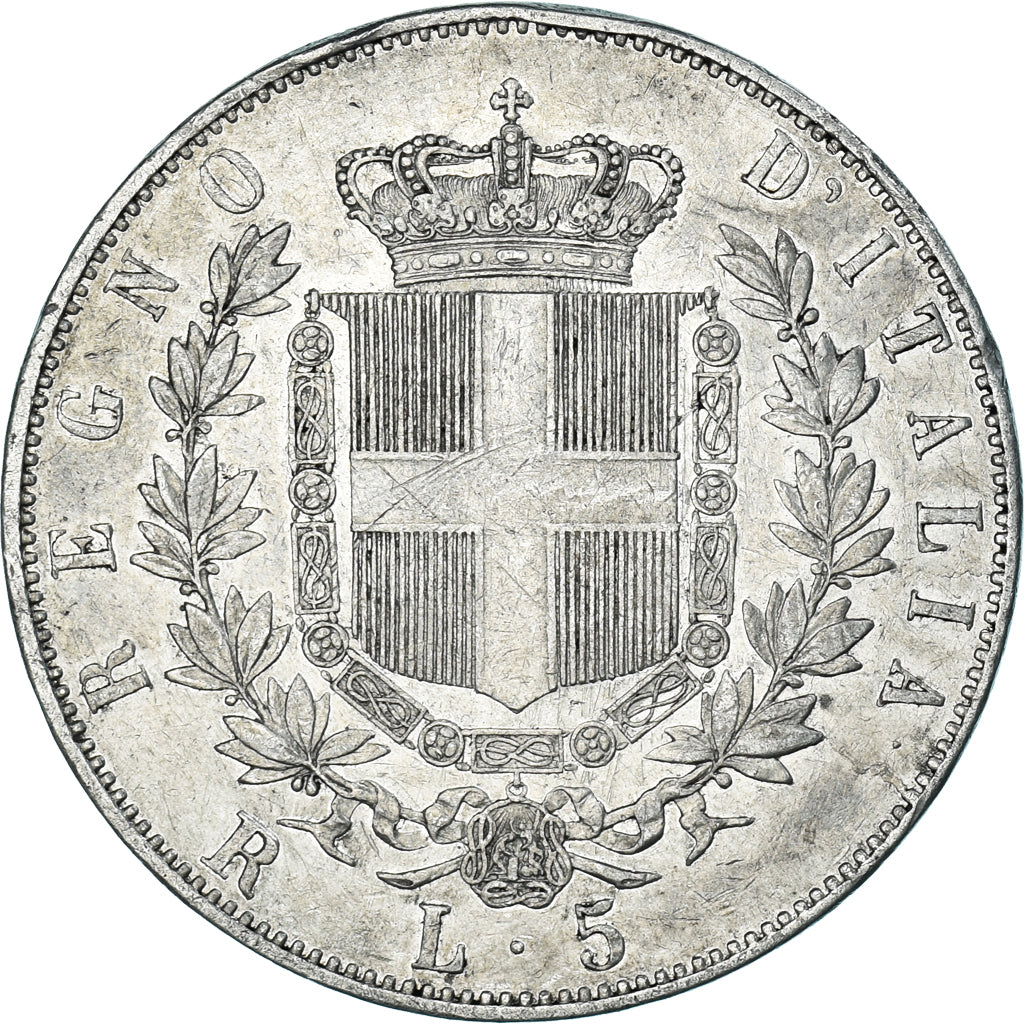 Italy, Vittorio Emanuele II, 5 Lire, 1878, Rome, AU(50-53), Silver, KM:8.4