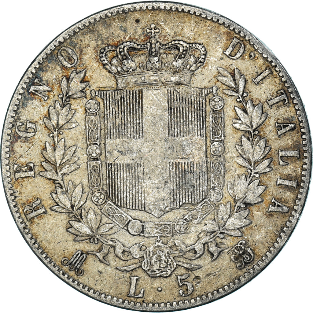 Italie, Vittorio Emanuele II, 5 Lire, 1869, Milan, TB, Argent, KM:8.3