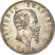 Italy, Vittorio Emanuele II, 5 Lire, 1871, Milan, EF(40-45), Silver, KM:8.3
