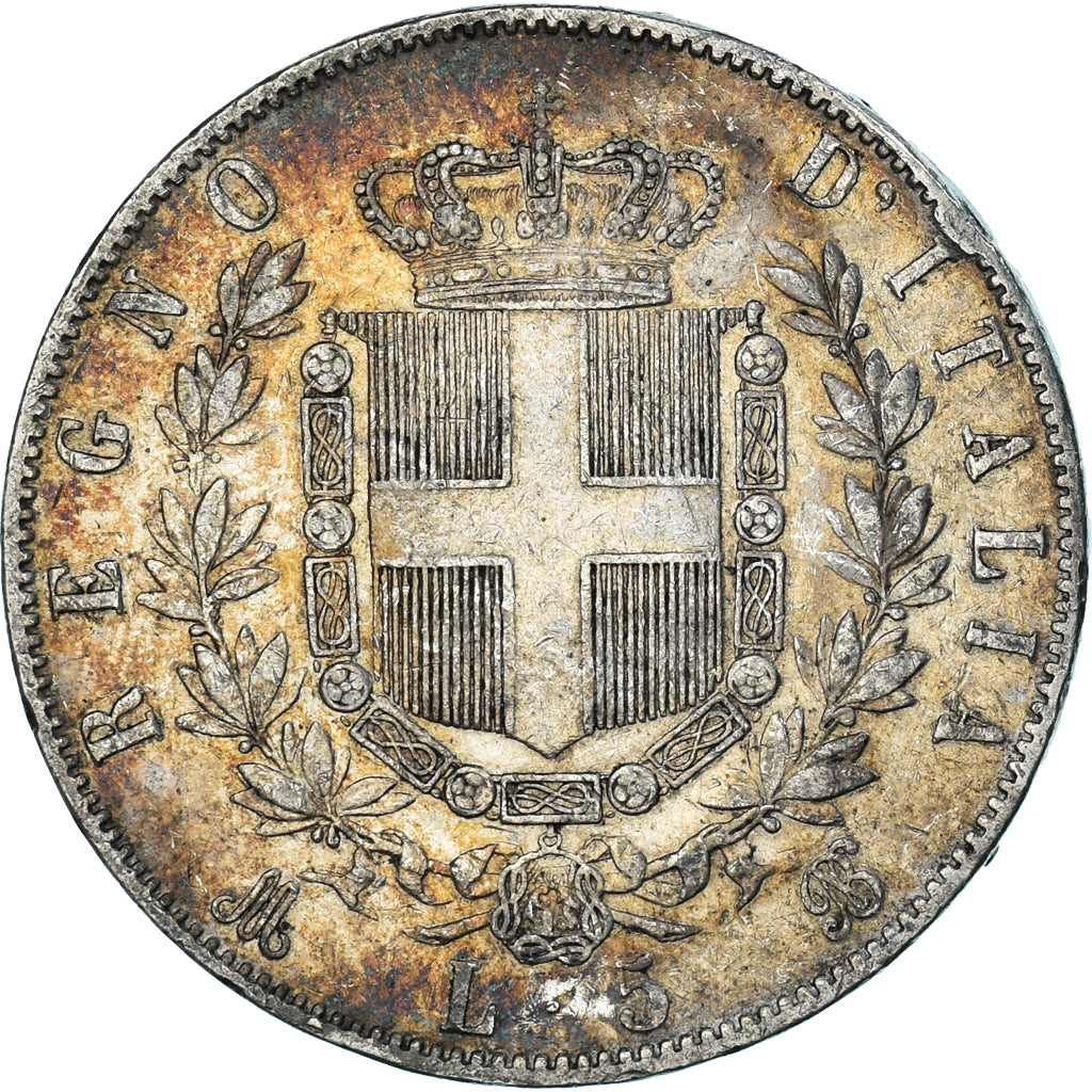 Italy, Vittorio Emanuele II, 5 Lire, 1871, Milan, EF(40-45), Silver, KM:8.3