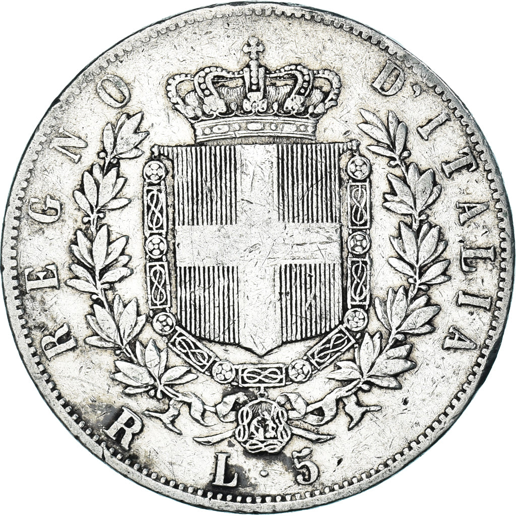 Italien, Vittorio Emanuele II, 5 Lire, 1876, Rome, SS, Silber, KM:8.4