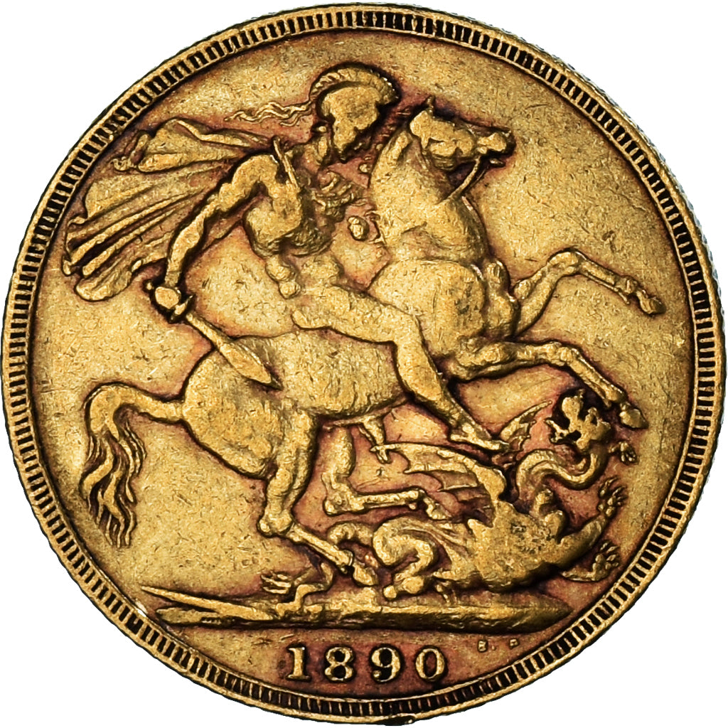 Monnaie, Australie, Victoria, Sovereign, 1890, Sydney, TTB+, Or, KM:10