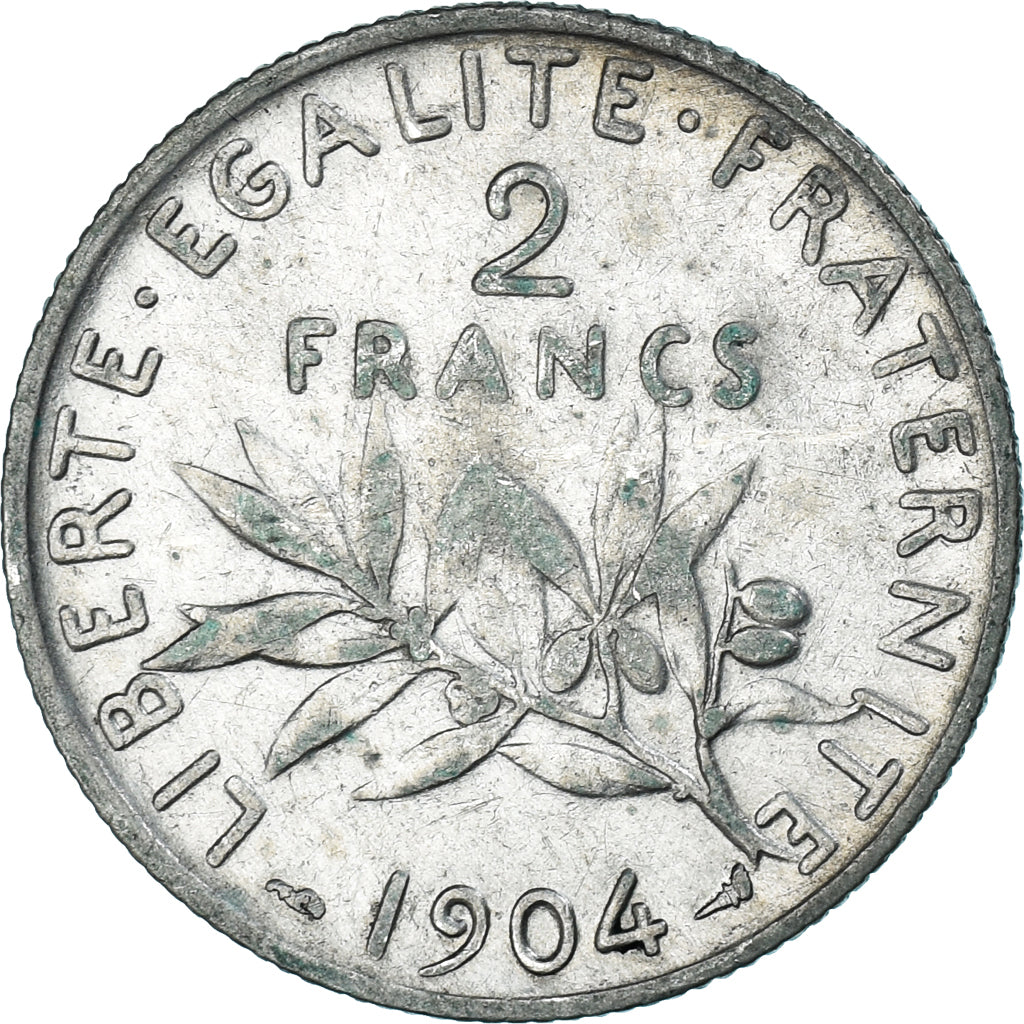 Moneta, Francia, Semeuse, 2 Francs, 1904, Paris, BB, Argento, KM:845.1